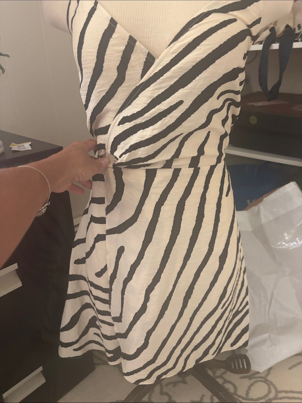 H&M Black and White Zebra Print Mini Wrap Dress